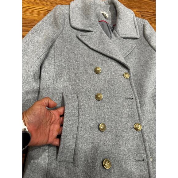 J.Crew Double breasted Gray Wool Blend Peacoat with Gold Buttons Size 4 - Picture 7 of 7